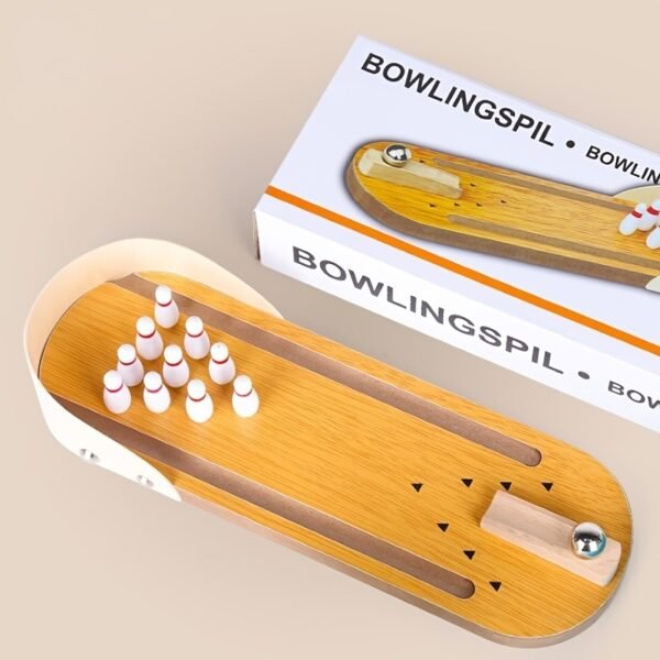 Table Top Mini Bowling Game Set-Tabletop Wooden Board Mini Arcade Desktop Tiny Bowling Shooting Alley Office Desk Stress Relief Gadgets Small Finger Toys Gag Gifts For MenWomen Kids Teens Boys - Image 3