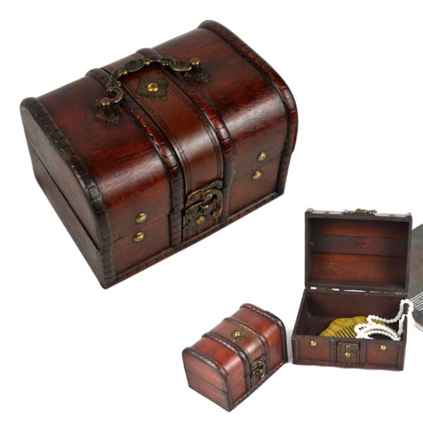 Vintage wooden treasure chest storage box - Image 2